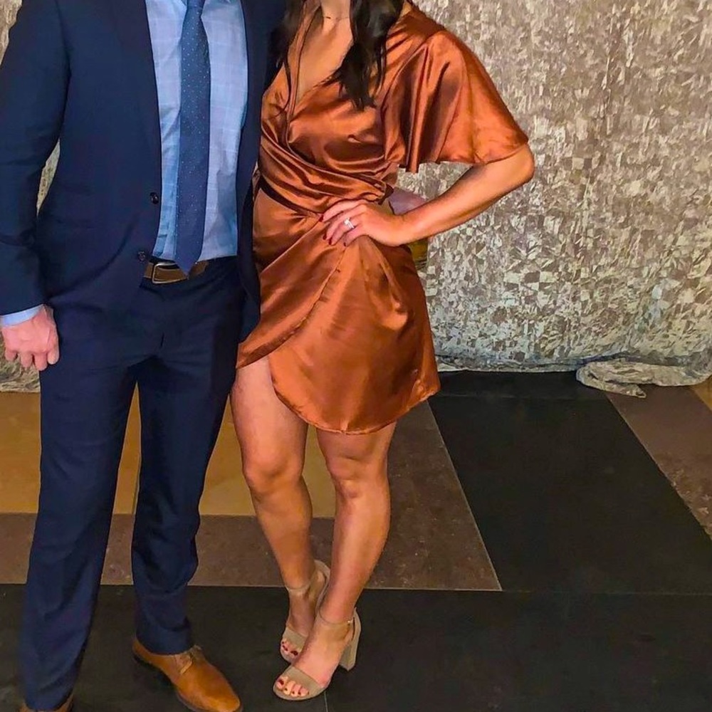 Dress forum satin cinnamon wrap dress